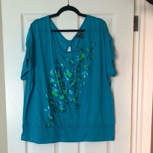 Dots - Blue Top w/ animal print and back opening